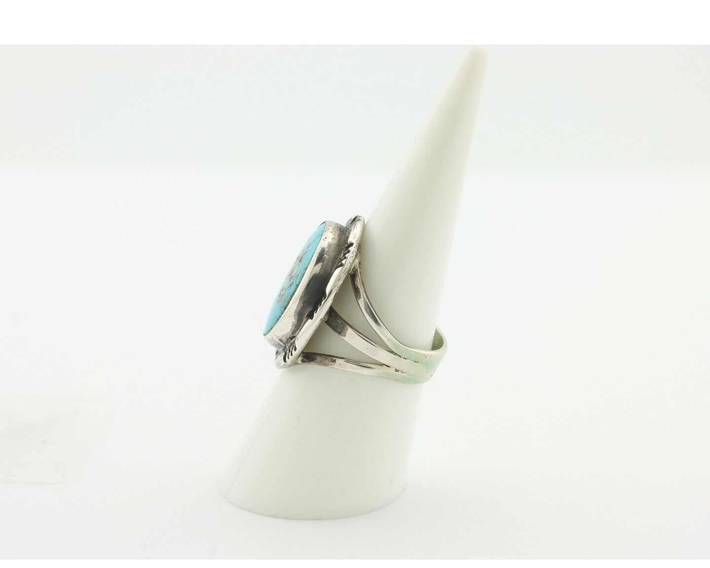 Navajo Ring .925 Silver Natural Blue Turquoise Native American Artist C.80's