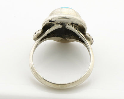Navajo Ring .925 Silver Sleeping Beauty Turquoise Native American Artist C.1980s
