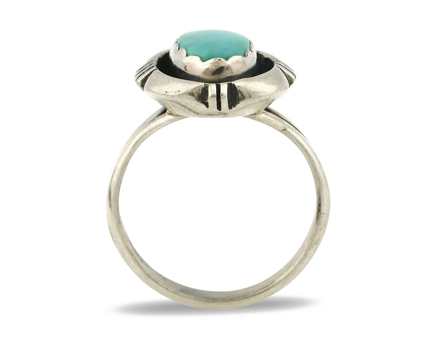 Navajo Ring .925 Silver Kingman Turquoise Handmade Native American Artist C.80's