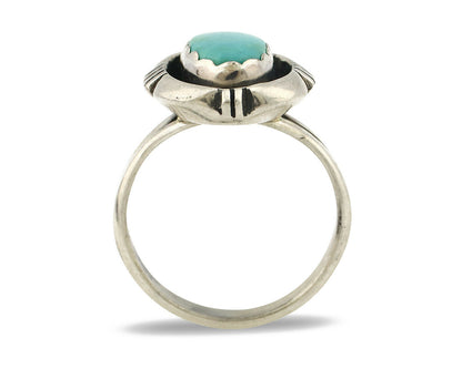 Navajo Ring .925 Silver Kingman Turquoise Handmade Native American Artist C.80's