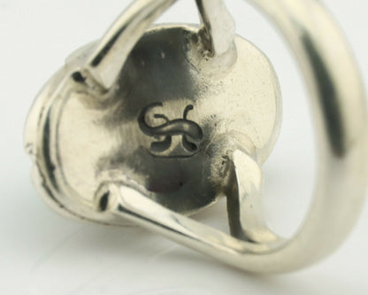 Navajo Ring .925 Silver Natural Mined Turquoise Artist Signed Gecko C.80's