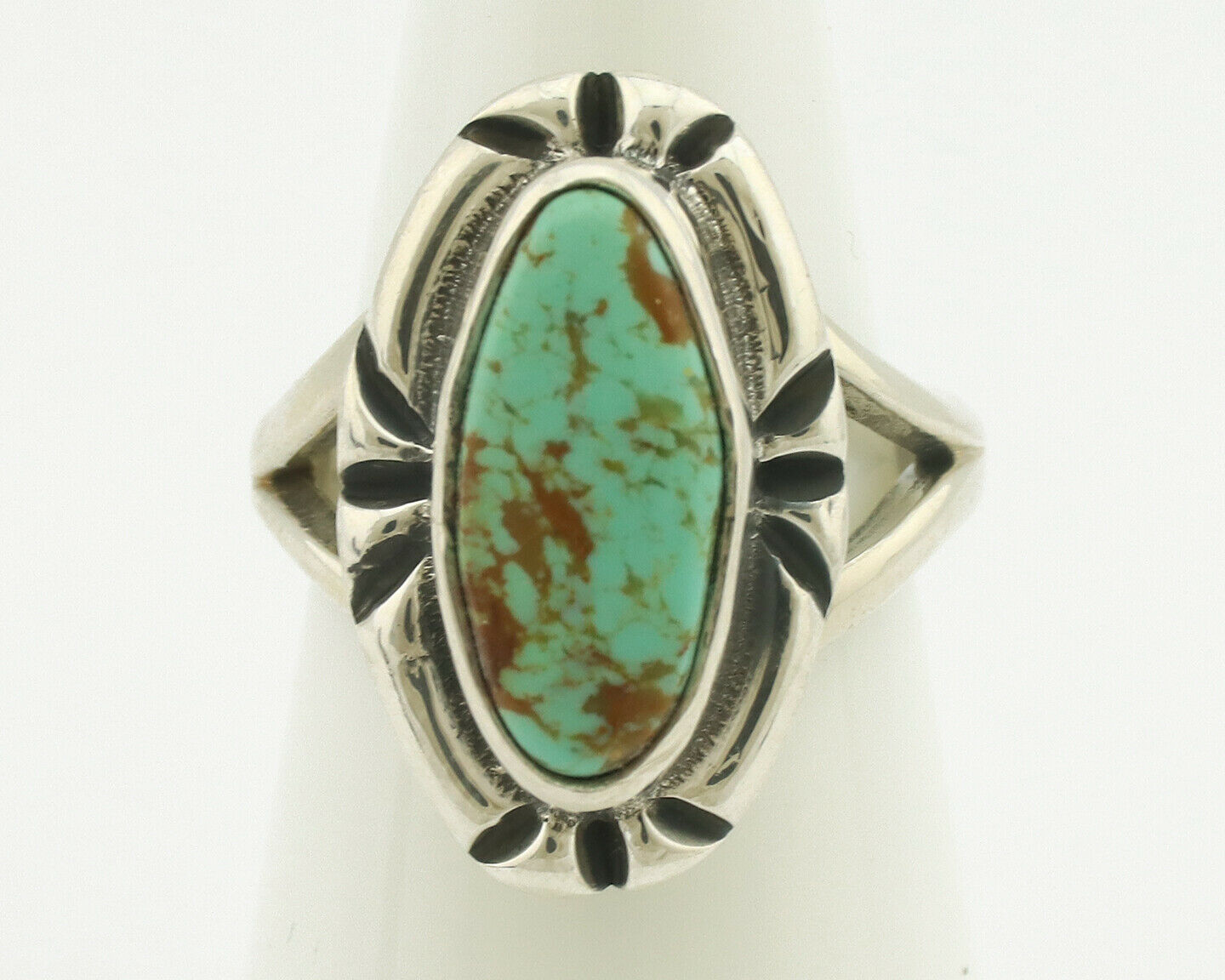 Navajo Ring .925 Silver Natural Mined Turquoise Artist Signed Gecko C.80's