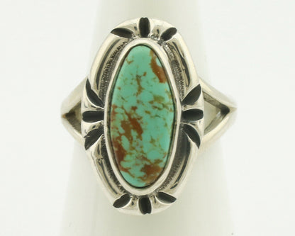 Navajo Ring .925 Silver Natural Mined Turquoise Artist Signed Gecko C.80's