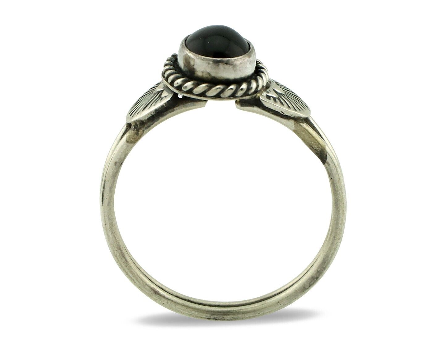 Navajo Ring 925 Silver Natural Mined Black Onyx Native American Artist C.80's