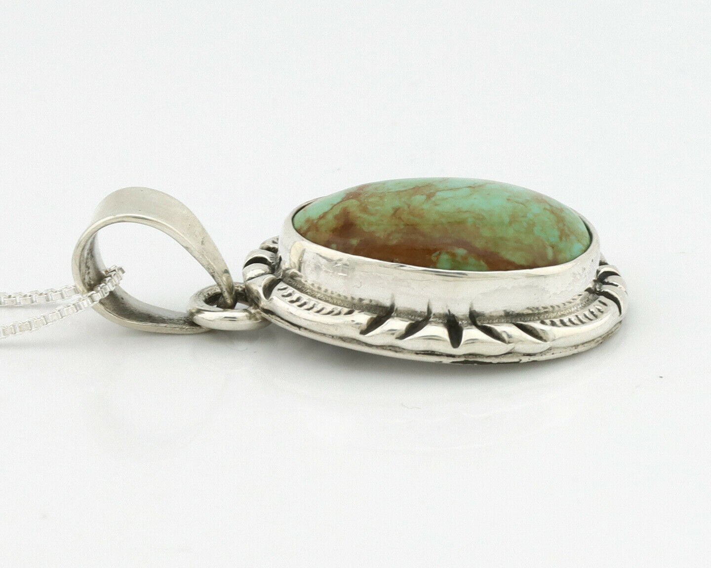 Navajo Pendant .925 Silver Kingman Turquoise Artist Signed Gecko C.80's