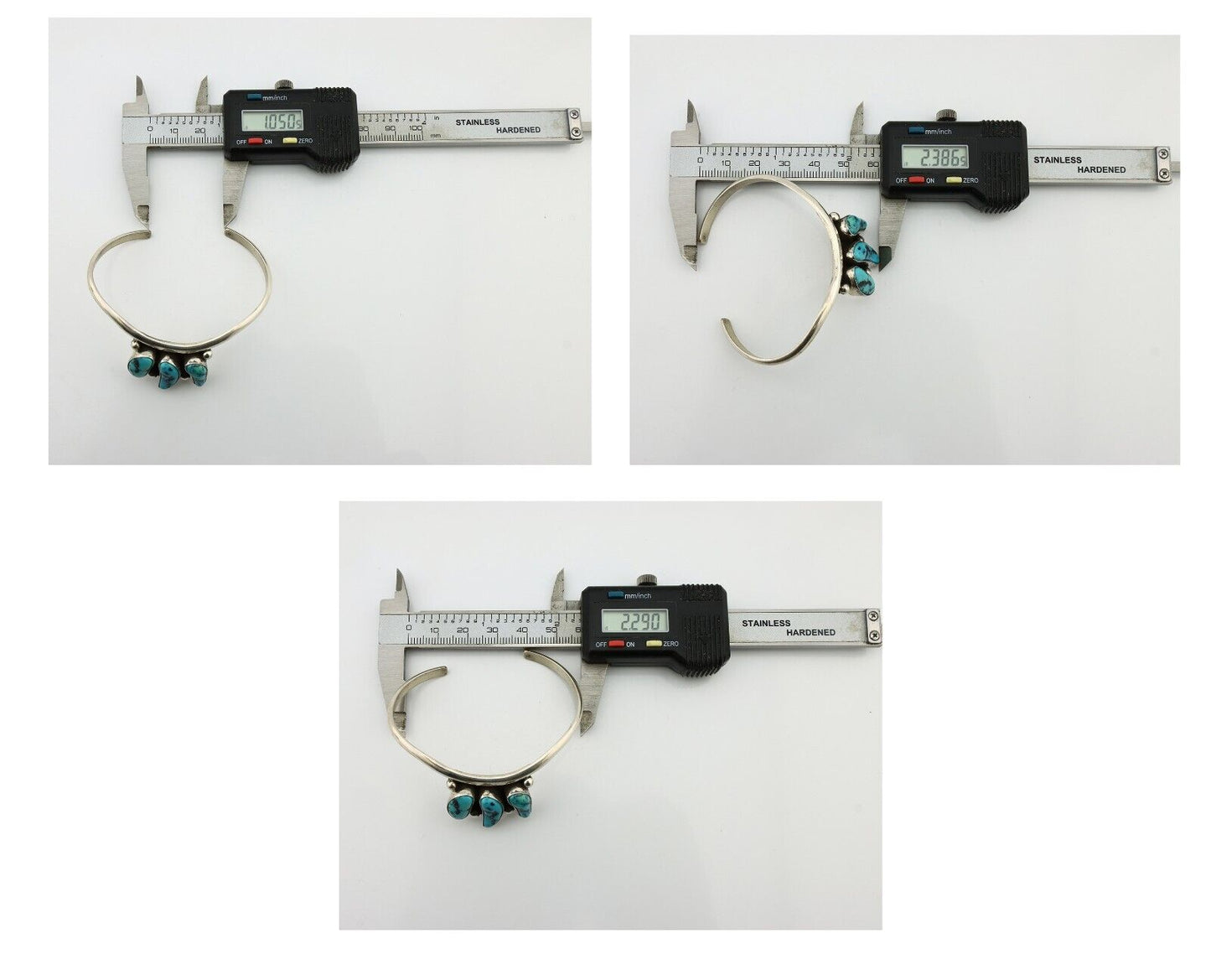 Navajo Bracelet 925 Silver Blue Kingman Turquoise Artist Signed E SANDAVOL C80s