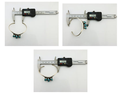 Navajo Bracelet 925 Silver Blue Kingman Turquoise Artist Signed E SANDAVOL C80s