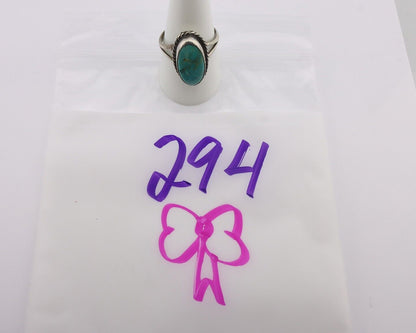 Navajo Handmade Ring 925 Silver Kingman Turquoise Signed M Montoya C.80's