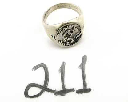 Navajo Ring .925 Silver Kokopelli Overlay Artist Native American C.80's