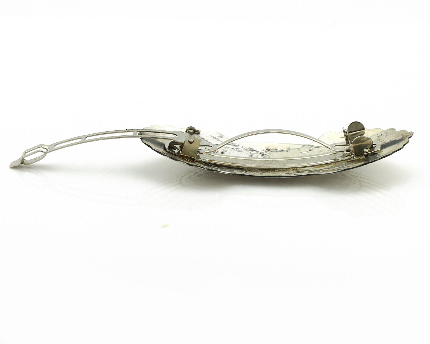Navajo Hair Clip Barrette .925 Silver Hand Stamped Artist Signed C Montoya C80s