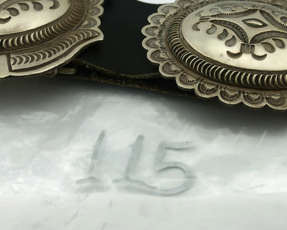 Navajo Concho Belt .925 Silver Hand Stamped Artist Harris Joe C.80's