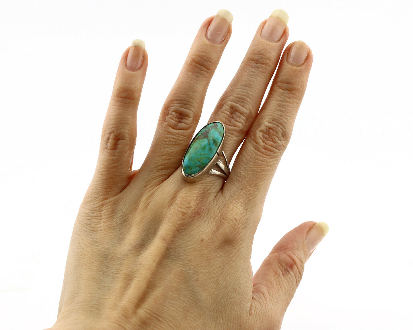 Navajo Ring .925 Silver Arizona Turquoise Native American Artist C80s