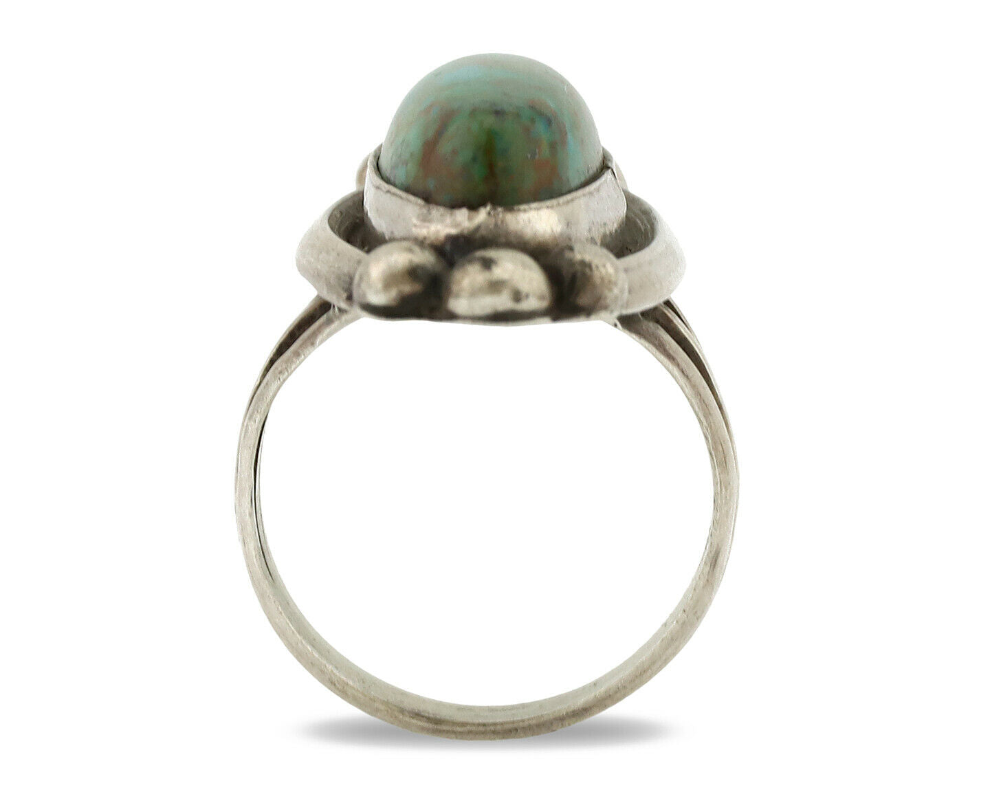 Navajo Ring .925 Silver Nevada Turquoise Signed Native Artist C.80's