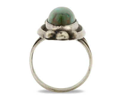 Navajo Ring .925 Silver Nevada Turquoise Signed Native Artist C.80's