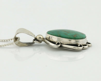 Navajo Necklace .925 Silver Manassas Turquoise Artist Signed Sunrise C.80's