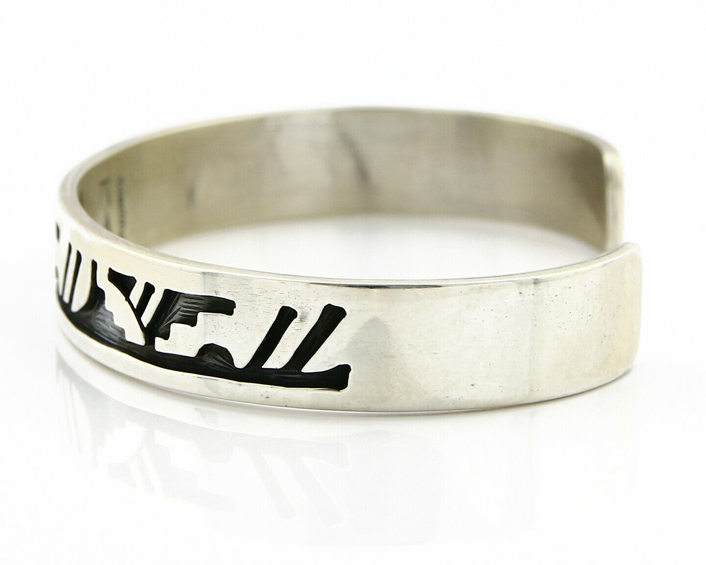 Navajo Bracelet .925 SOLID Silver Signed Artist RC Overlay Design C.90's