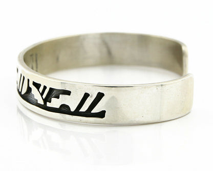 Navajo Bracelet .925 SOLID Silver Signed Artist RC Overlay Design C.90's