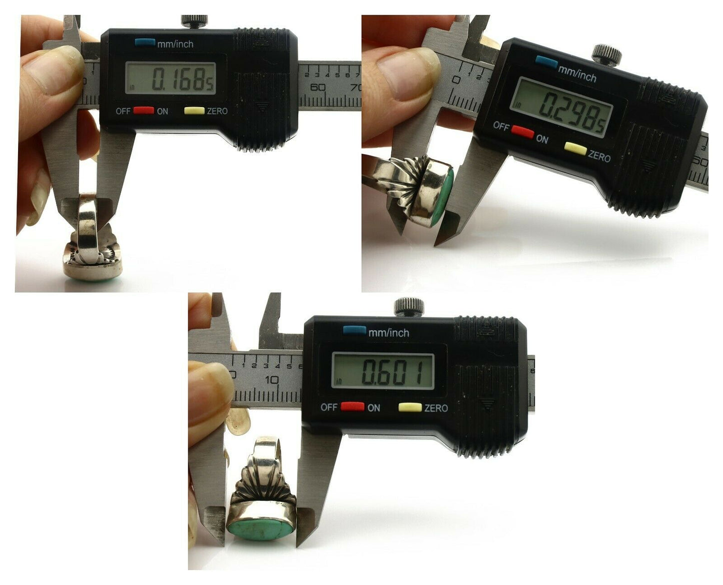 Navajo Ring .925 Silver Kingman Turquoise Artist Signed Apache C.80's