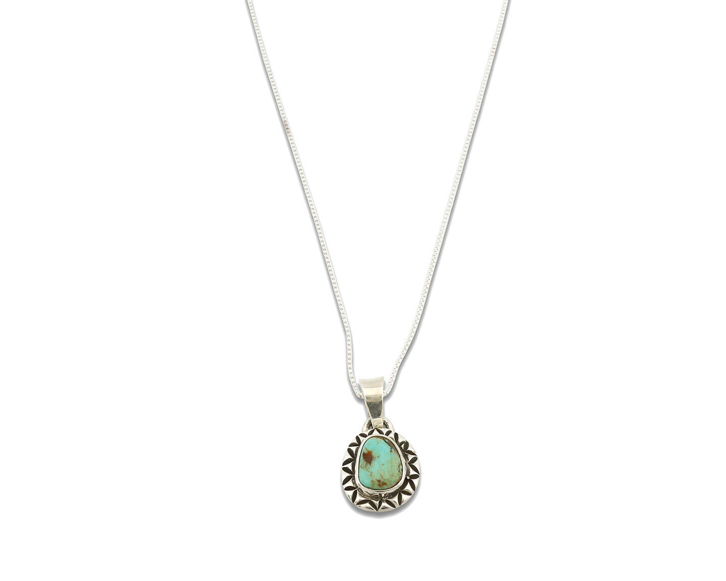 Navajo Necklace .925 Silver Kingman Turquoise Signed Gecko C.1980's