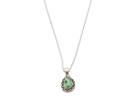 Navajo Necklace .925 Silver Kingman Turquoise Signed Gecko C.1980's