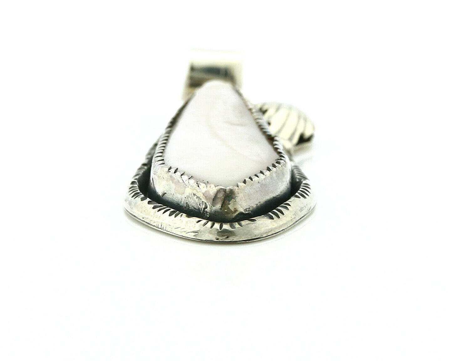 Navajo Pendant .925 Silver Real Natural Pink Mussel Signed Yazzie C.80's