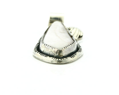 Navajo Pendant .925 Silver Real Natural Pink Mussel Signed Yazzie C.80's