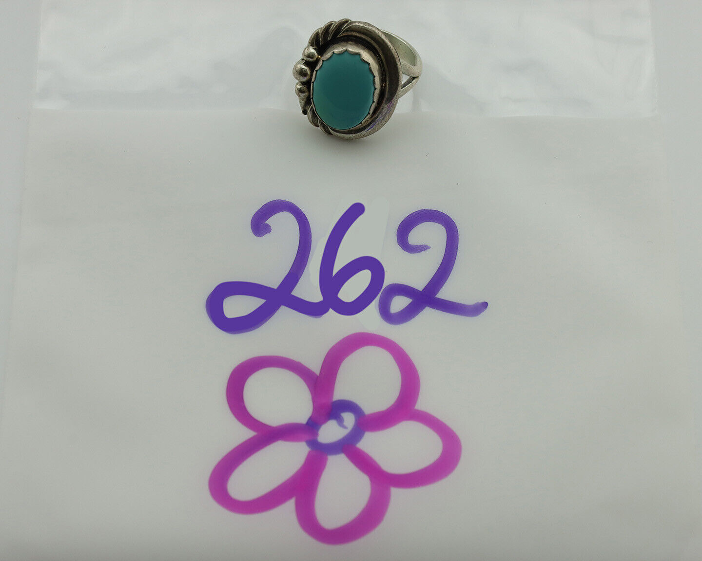 Navajo Ring .925 Silver Natural Blue Turquoise Native American Artist C.1980's