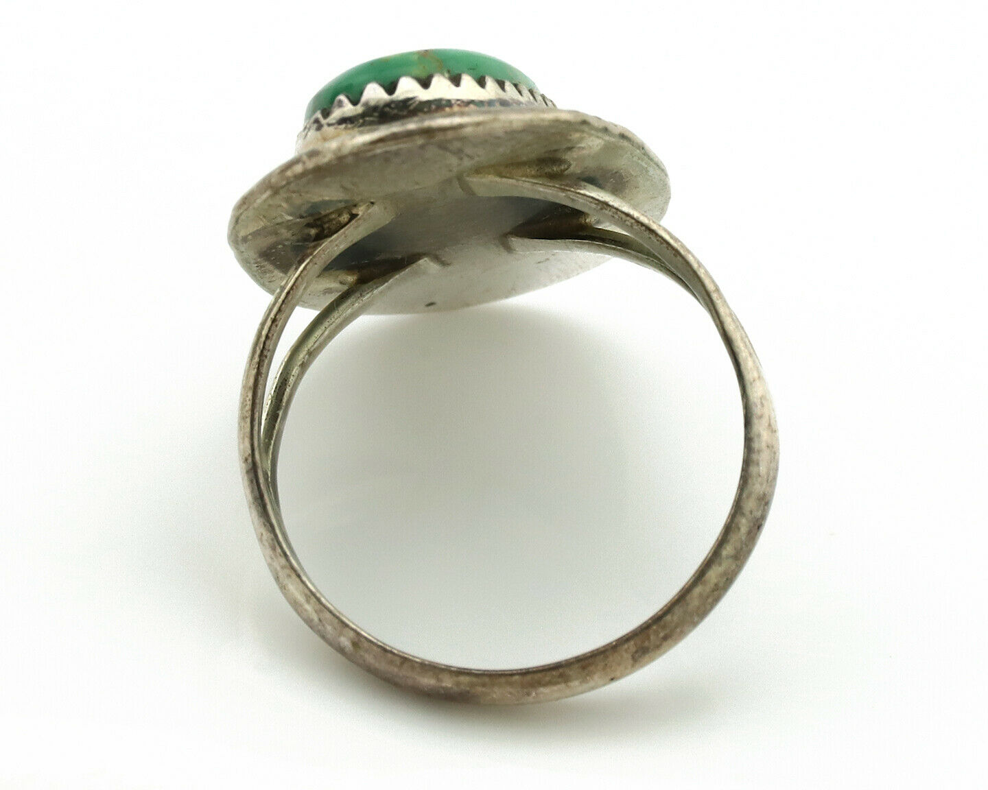 Navajo Ring .925 Silver Kingman Turquoise Native American Artist C.1980's