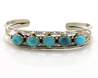 Navajo Bracelet .925 Silver Natural Blue Southwest Turquoise Signed UB C.80's