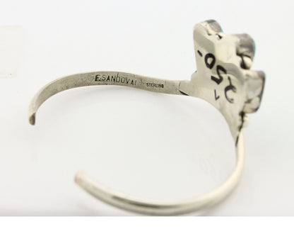 Navajo Link Bracelet .925 Silver Blue Turquoise Native American Artist C.80's