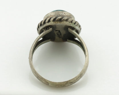 Navajo Ring .925 Silver Spiderweb Turquoise Native Artist C.1980's