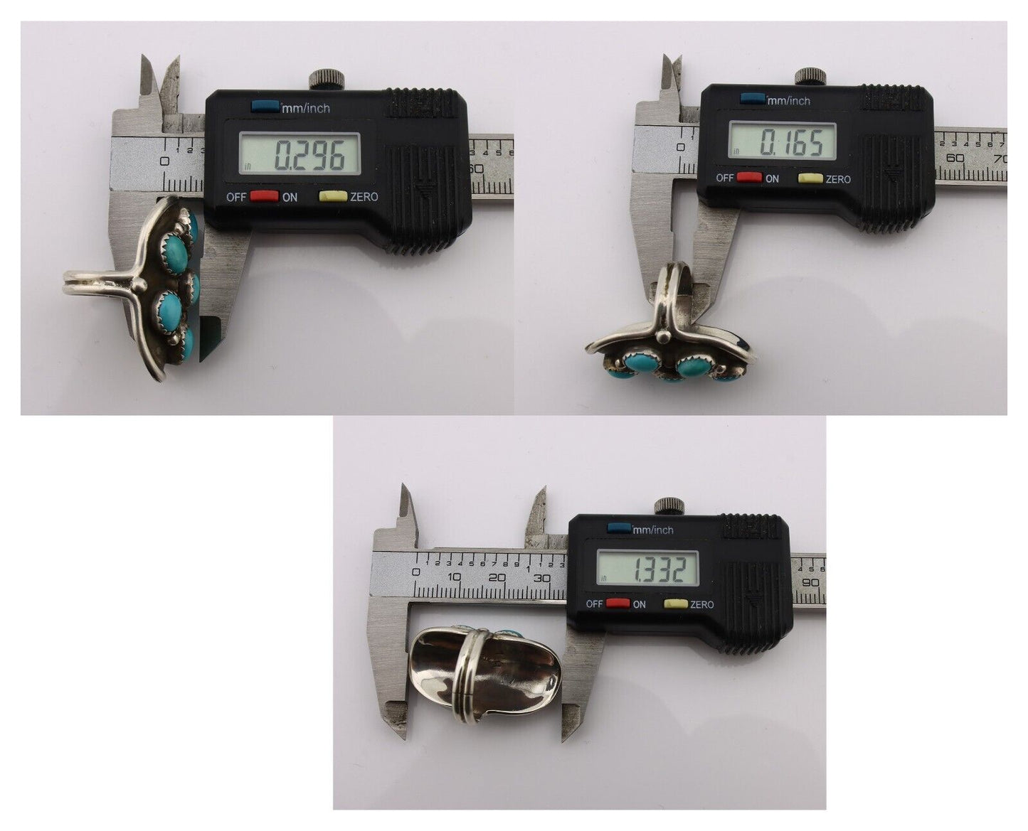 Navajo Ring .925 Silver Natural Blue Turquoise Artist Signed L Henderson C.80's