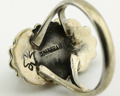 Navajo Ring .925 Silver Green Turquoise Artist Signed M Montoya C.80's