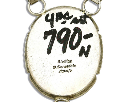 Women's Navajo Necklace Onyx .925 Silver Signed Denetdale