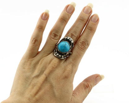 Navajo Ring .925 Silver Blue Southwest Turquoise Native American Artist C.80's