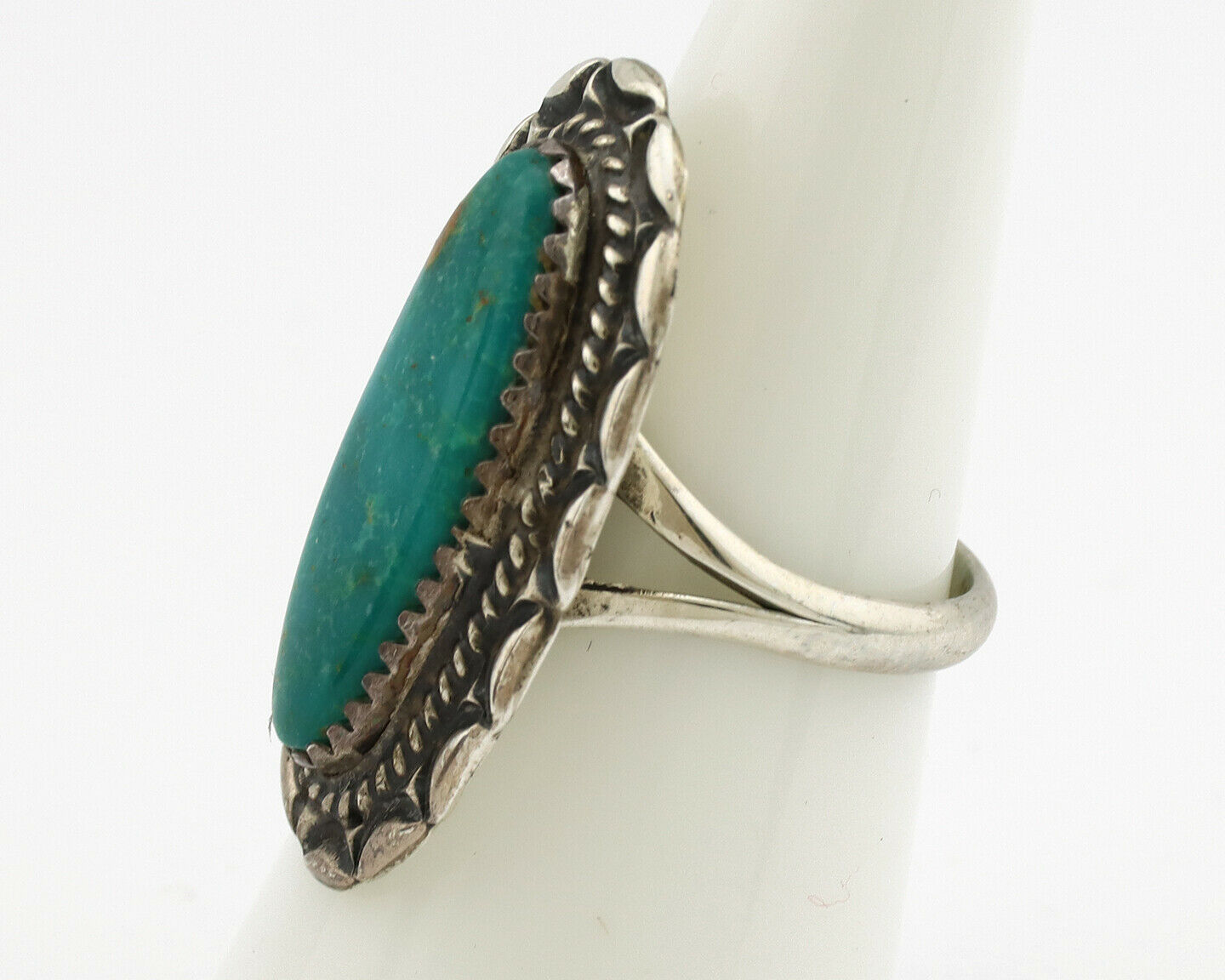 Navajo Ring .925 Silver Nevada Turquoise Native American Artist C.1980's