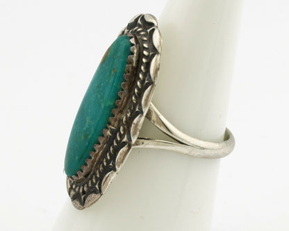 Navajo Ring .925 Silver Nevada Turquoise Native American Artist C.1980's