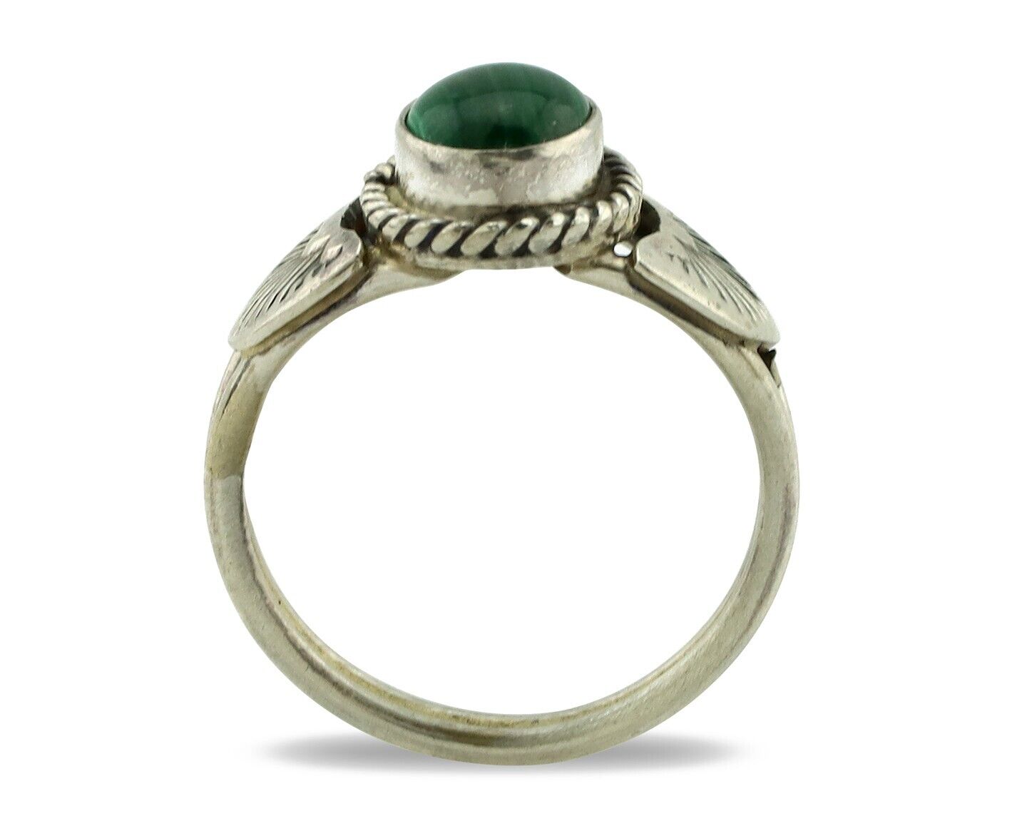 Navajo Ring 925 Silver Natural Mined Malachite Native American Artist C.80's