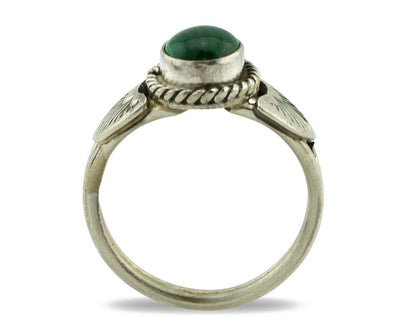 Navajo Ring 925 Silver Natural Mined Malachite Native American Artist C.80's