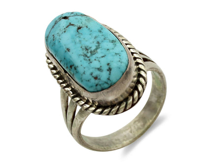 Navajo Ring .925 Silver Blue Turquoise Native American Artist C.1980's