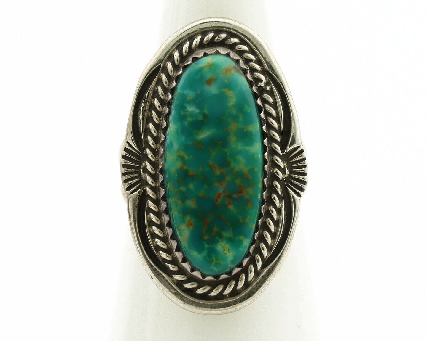 Navajo Ring .925 Silver Kingman Turquoise Native American Artist C.1980's