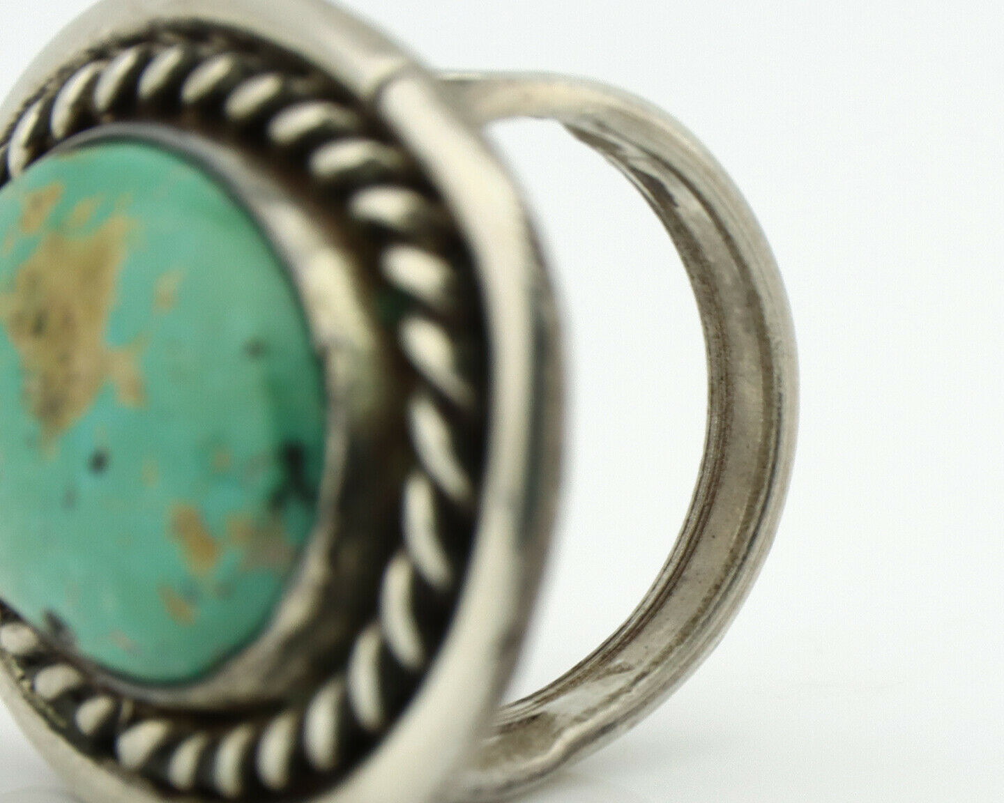 Navajo Ring .925 Silver Aqua Turquoise Native American Artist C.80's