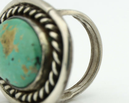 Navajo Ring .925 Silver Aqua Turquoise Native American Artist C.80's