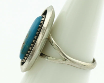 Navajo Ring .925 Silver Blue Turquoise Native American Artist C.1980's