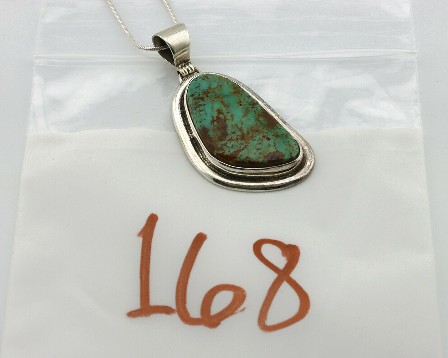 Navajo Kingman Turquoise Pendant .925 Silver Artist Signed Sunrise C.80's