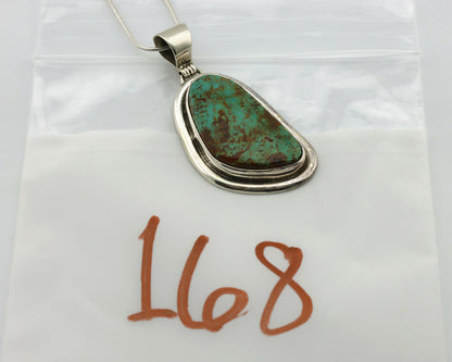 Navajo Kingman Turquoise Pendant .925 Silver Artist Signed Sunrise C.80's