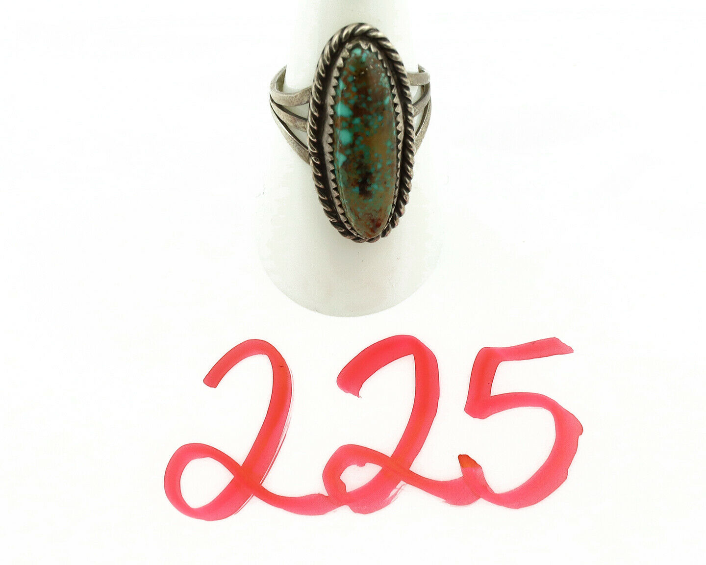 Navajo Ring .925 Silver Kingman Spiderweb Turquoise Native Artist C.1980's