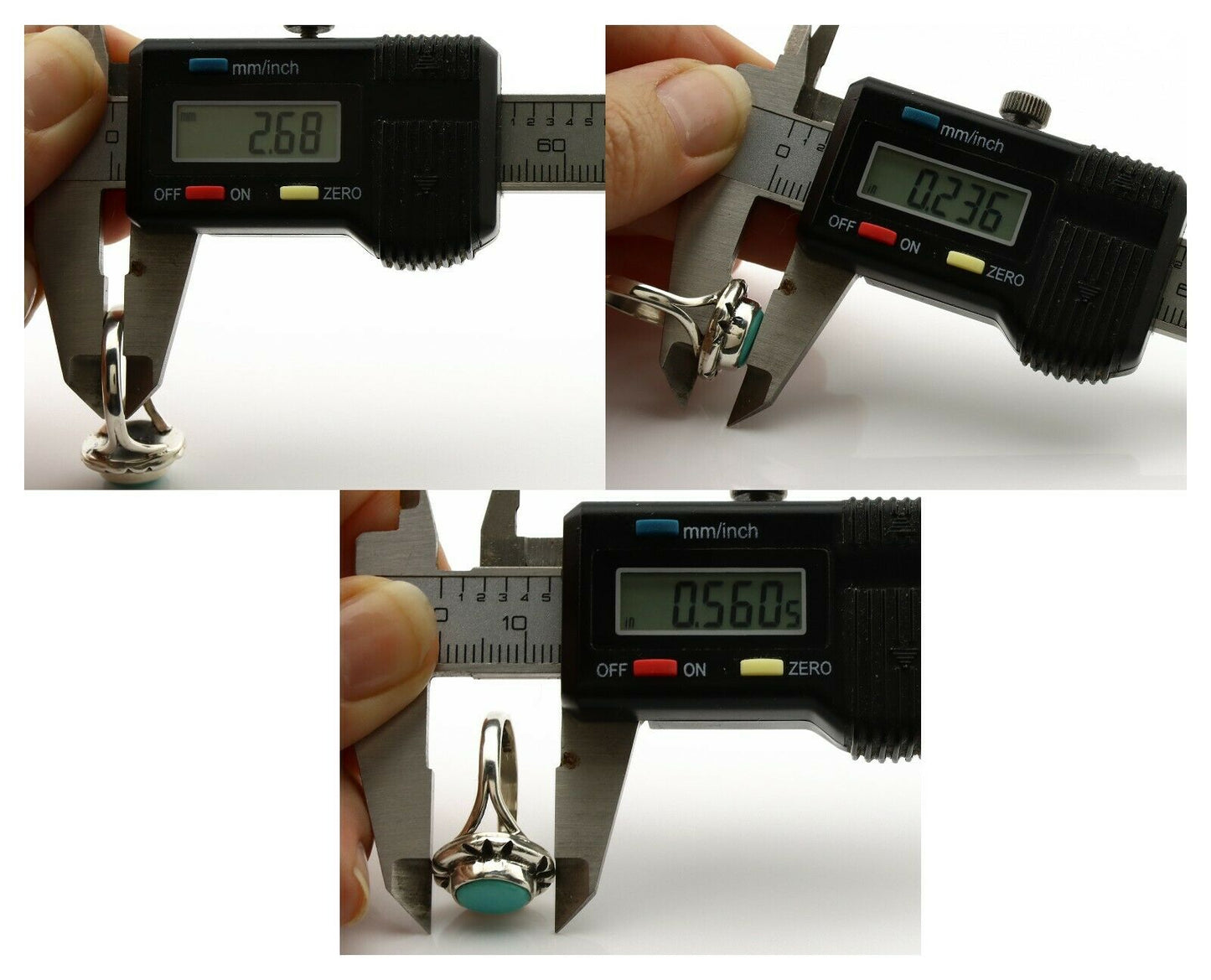 Navajo Ring .925 Silver Kingman Turquoise Artist Signed Gecko C.90's