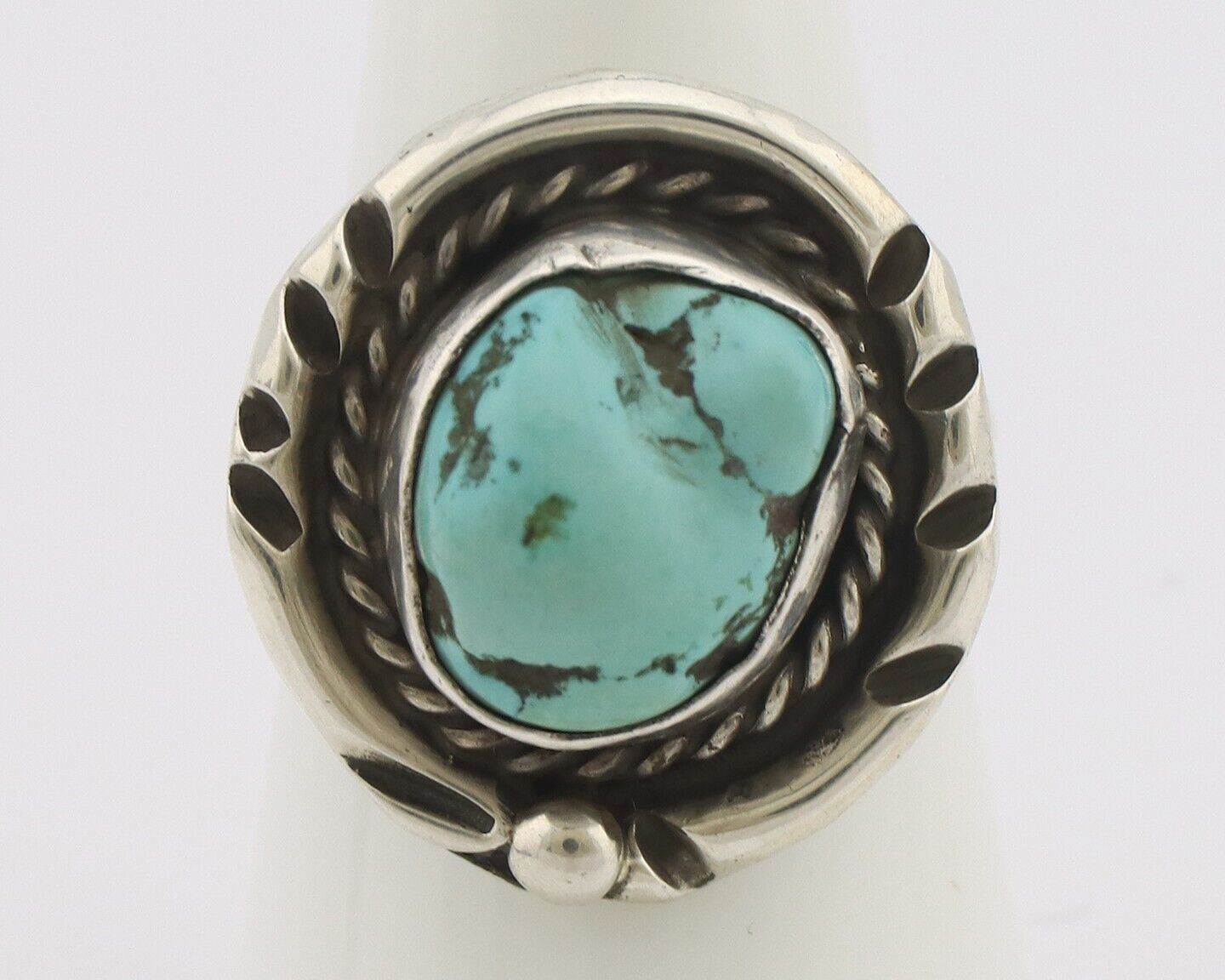 Navajo Handmade Ring 925 Silver Nugget Royston Turquoise Native Artist C.80's