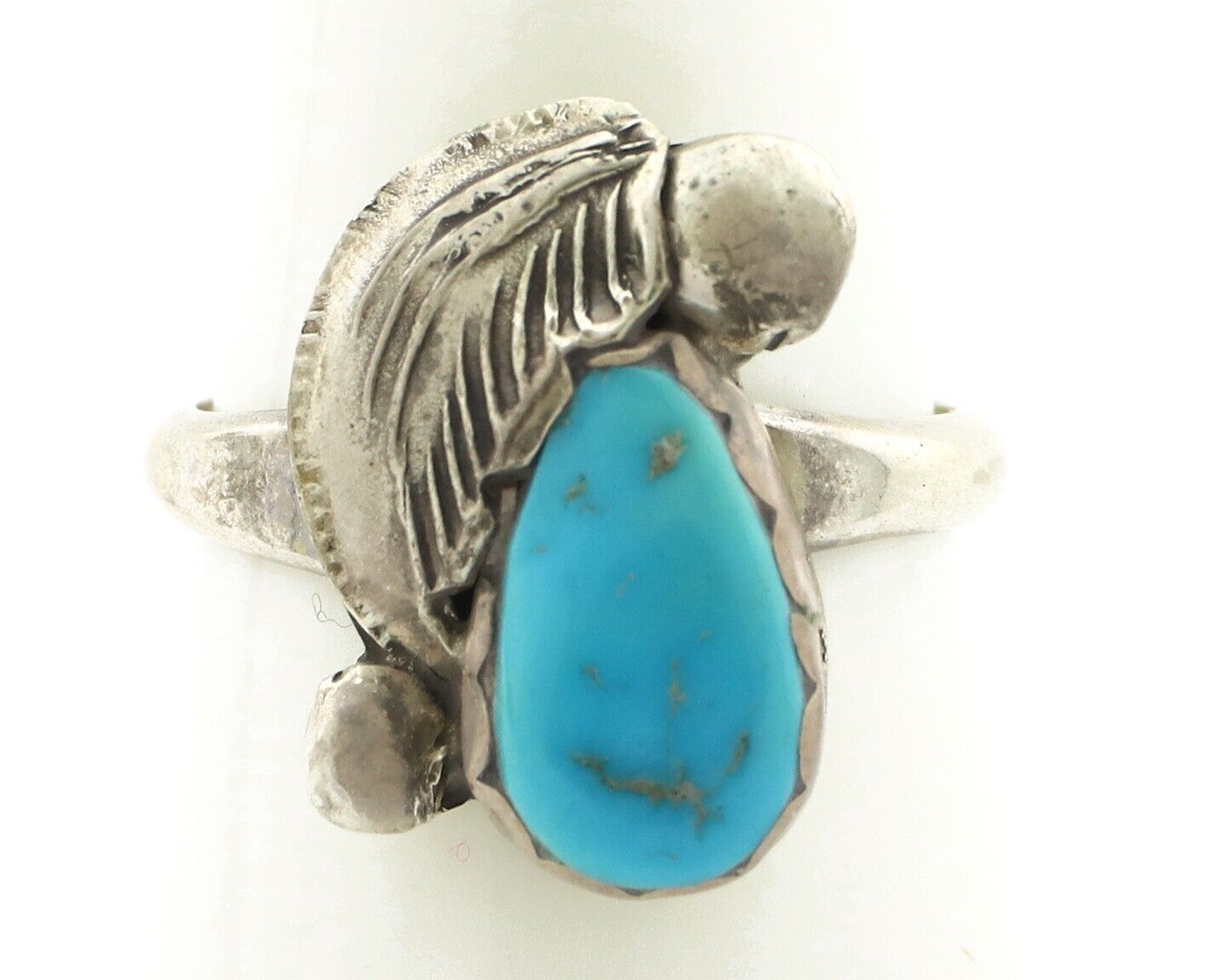 Zuni Ring 925 Silver Natural Mined Blue Turquoise Artist Signed Simplicio C.80's